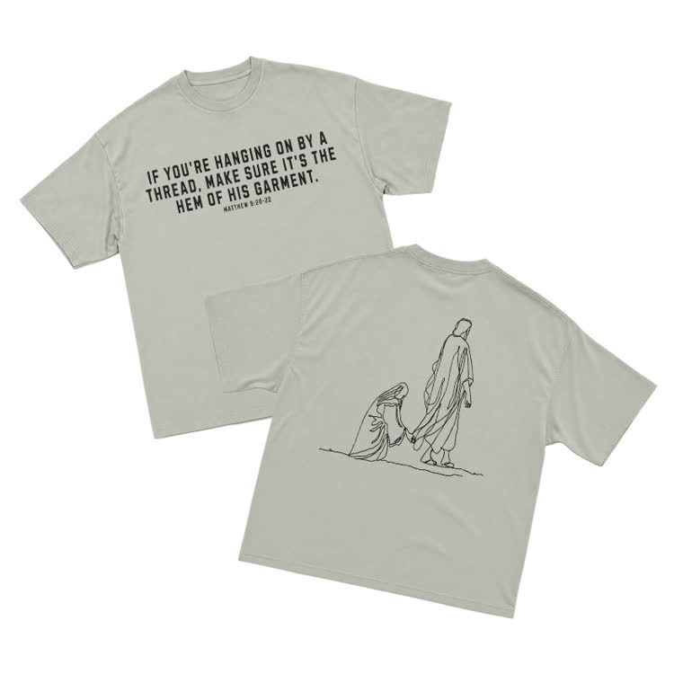 Minimal Sketch Faith Inspired Short Sleeve Streetwear T-Shirt - Warm Grey - US16-18(2XL) - image 4