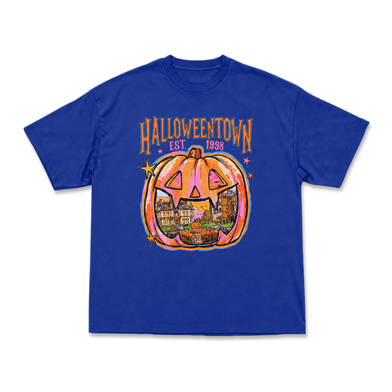 Vintage Halloweentown Pumpkin Round Neck Graphic Print T-Shirt - Blue - US16-18(2XL) - image 15