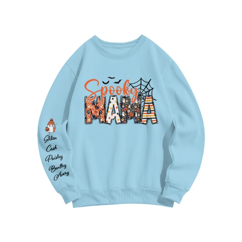 Unisex 100% Cotton Spooky Mama Halloween Print Sweatshirt - Blue - US16-18(2XL) - image 6