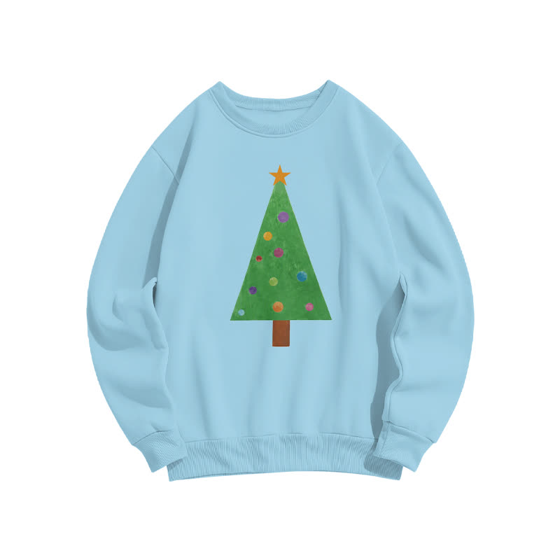 Casual Christmas Tree Graphic Round Neck Sweatshirt - Blue - US16-18(2XL) - image 6