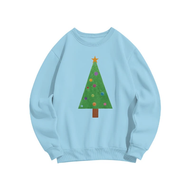 Casual Christmas Tree Graphic Round Neck Sweatshirt - Blue - US16-18(2XL) - image 6