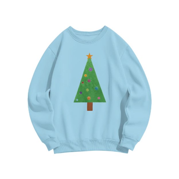 Casual Christmas Tree Graphic Round Neck Sweatshirt - Blue - US16-18(2XL) - image 6