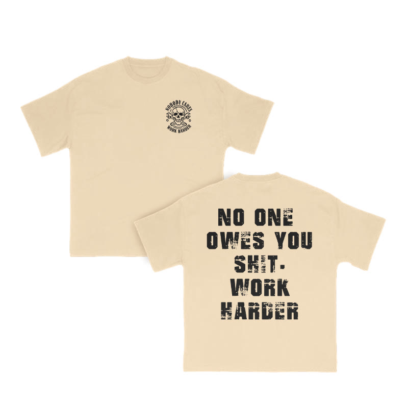 Unisex Work Harder Print T-shirt - Apricot - US16-18(2XL) - image 6