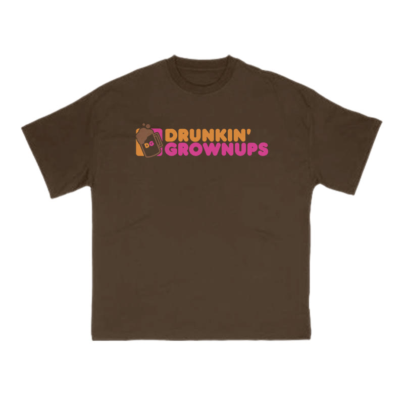 Drunkin Grownups Print T-shirt - Coffee - US16-18(2XL) - image 6
