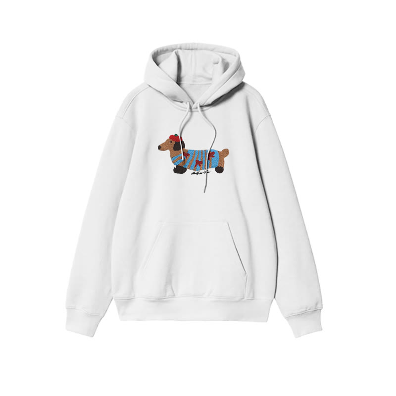 Cute Floral Dachshund Print Causal Hoodie - White - US16-18(2XL) - image 3