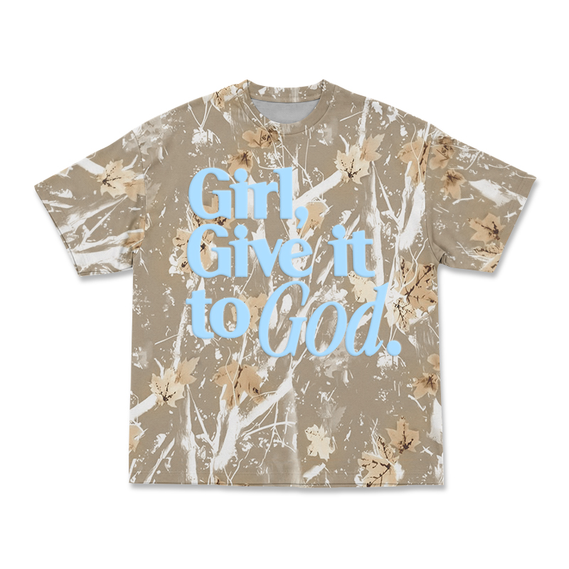 Casual Camo Girl Give It to God T-Shirt - Tan Camo - 3XL - image 6