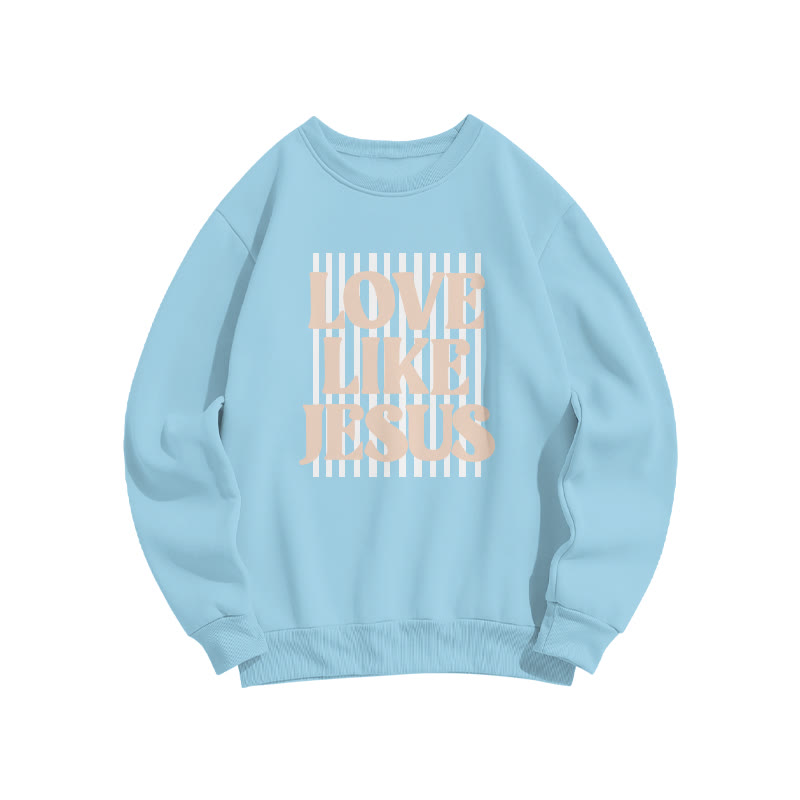 Unisex 100% Cotton Love Like Jesus Print Sweatshirt - Blue - US16-18(2XL) - image 6
