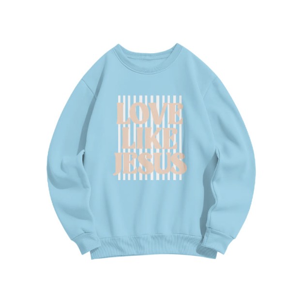 Unisex 100% Cotton Love Like Jesus Print Sweatshirt - Blue - US16-18(2XL) - image 6