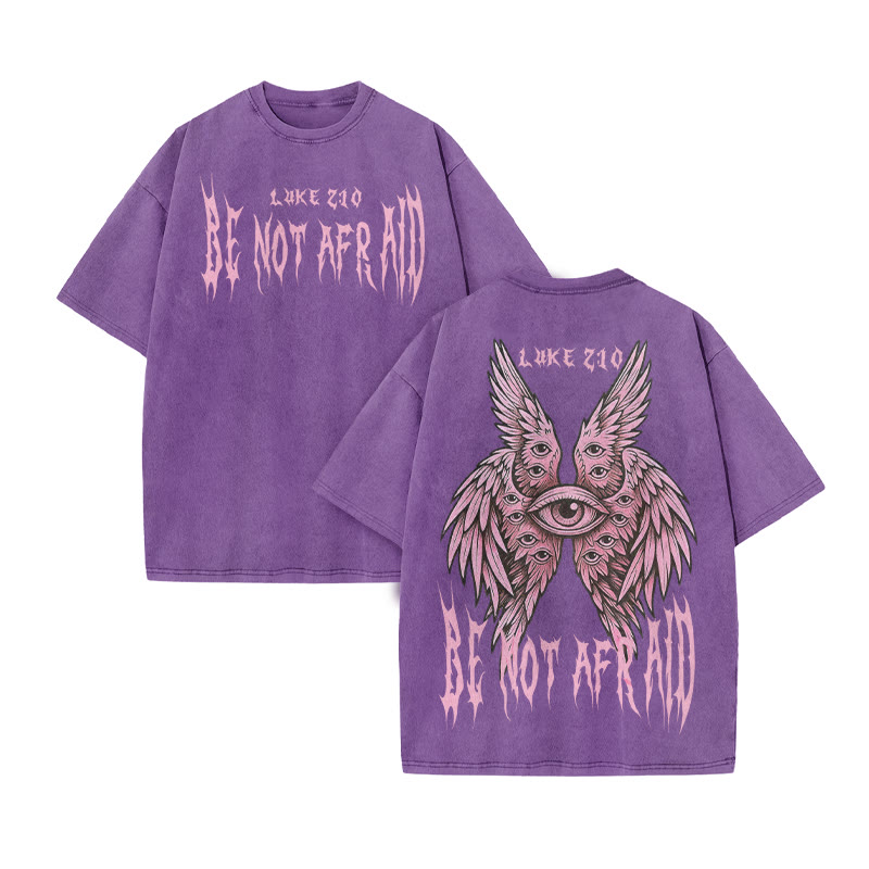 Be Not Afraid Luke 10 Print Acid Washed T-shirt - Purple - US20-22(3XL) - image 7