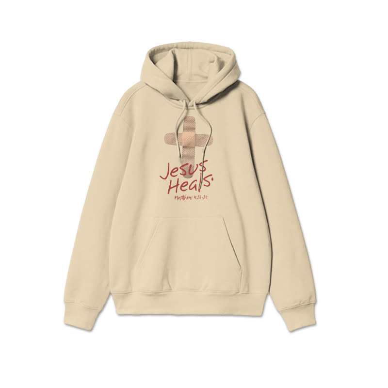 Unisex Jesus Heals Matthew 4:23-24 Print Hoodie - Apricot - 2XL - image 4