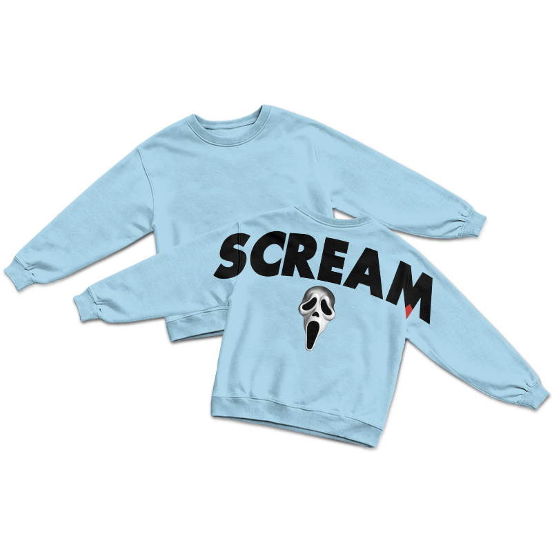 Streetwear SCREAM Mask Graphic Round Neck Sweatshirt - Blue - US16-18(2XL) - image 3
