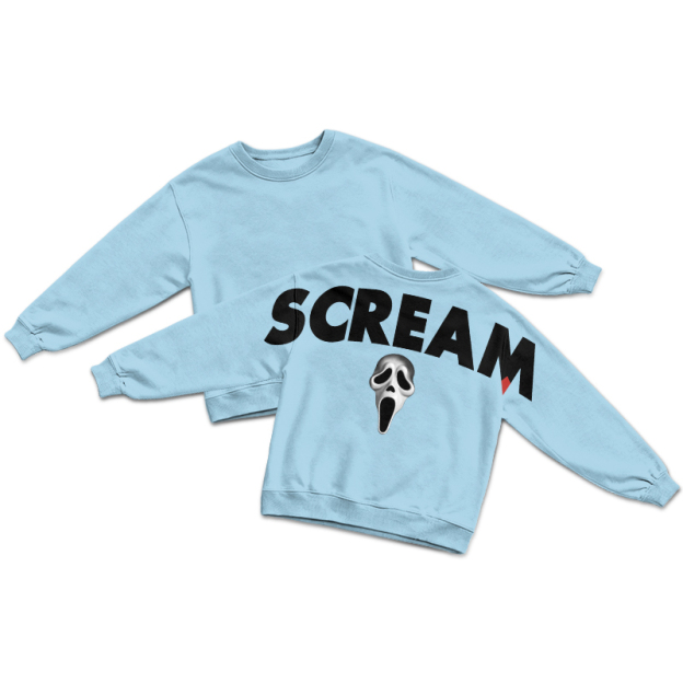 Streetwear SCREAM Mask Graphic Round Neck Sweatshirt - Blue - US16-18(2XL) - image 3