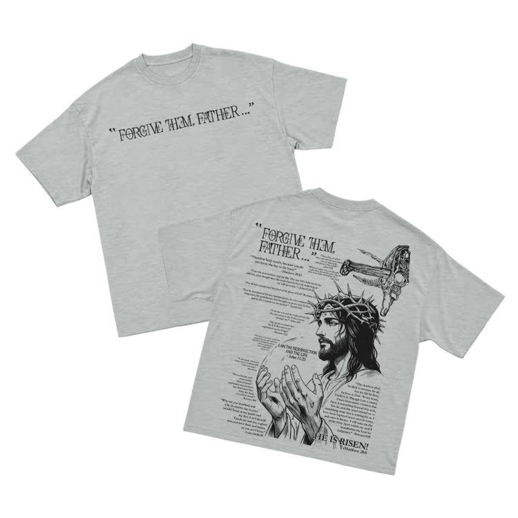 Streetwear Forgive Them Father Graphic T-Shirt - Grey - US16-18(2XL) - image 5