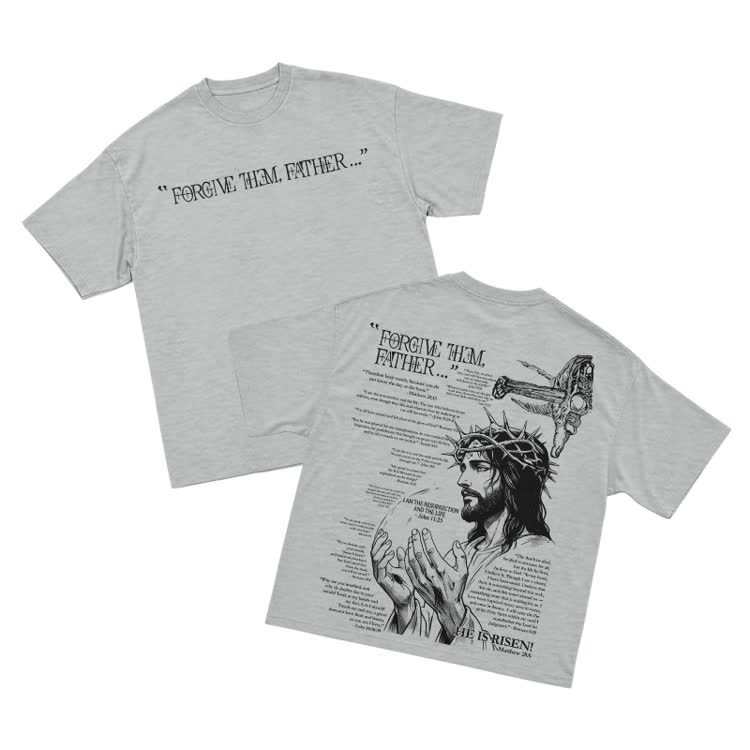 Streetwear Forgive Them Father Graphic T-Shirt - Grey - US16-18(2XL) - image 5