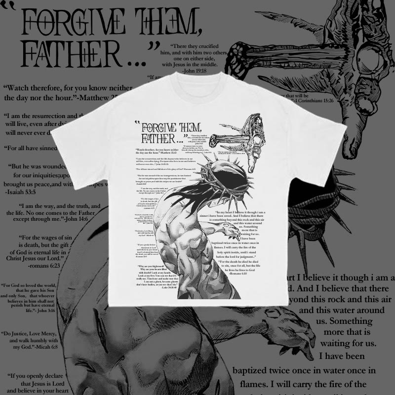 Unisex 100% Cotton Forgive Them,Father Bible Verses Print T-shirt - image 7