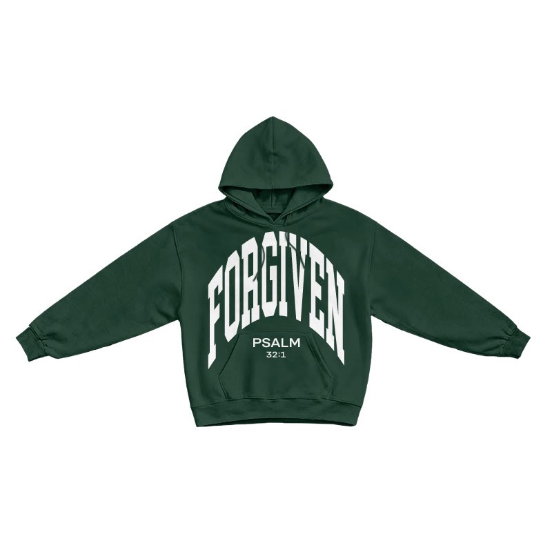 Forgiven Psalm 32:1 Print Causal Hoodie - Dark Green - US16-18(2XL) - image 6