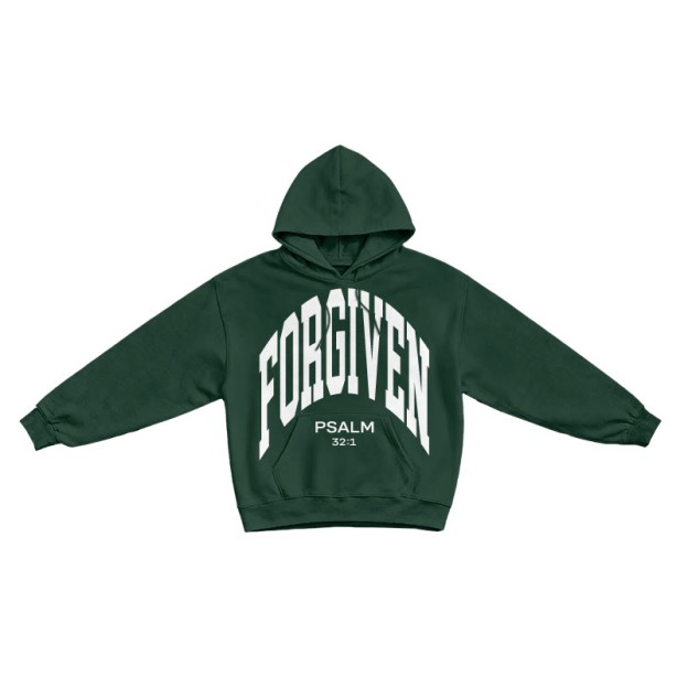 Forgiven Psalm 32:1 Print Causal Hoodie - Dark Green - US16-18(2XL) - image 6
