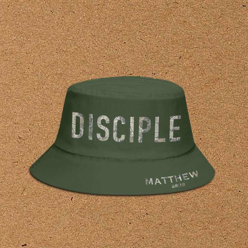 Dead Leaves Camouflage Disciple Matthew 28:19 Print Bucket Hat - Army Green - XL(62cm) - image 4