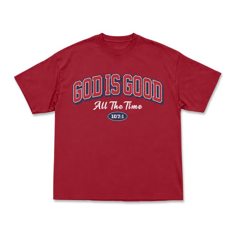 Classic Faith Letter God Is Good Graphic T-Shirt - Red - US16-18(2XL) - image 10