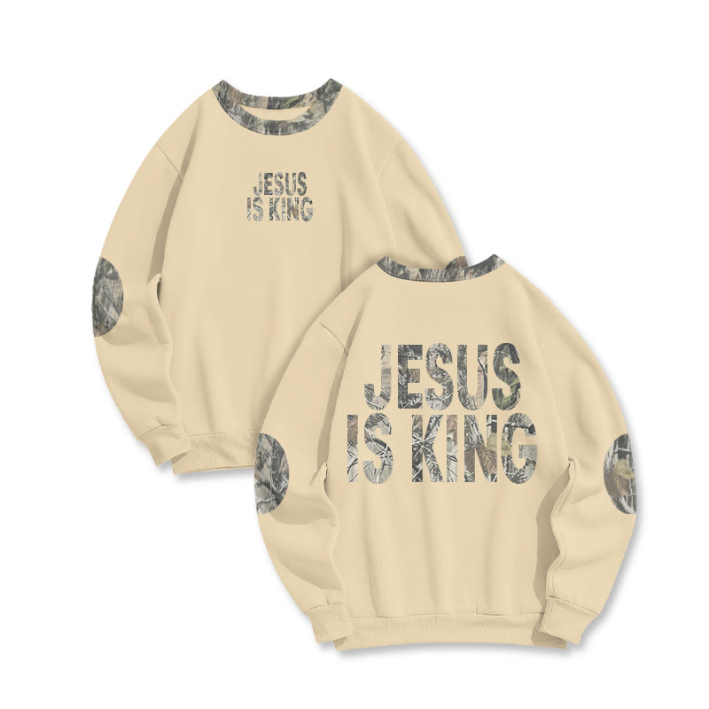Jesus Is King Dead Leaves Camouflage Print Sweatshirt - Apricot - 6XL - image 6