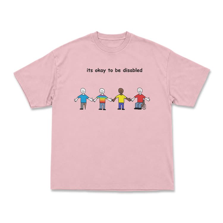 Its Okay To Be Disabled Graphic Crew Neck T-Shirt - Pink - US16-18(2XL) - image 10