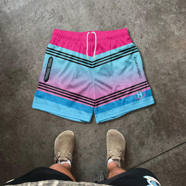 Colorblock Street Mesh Drawstring Shorts - Multicolor - 5XL - image 8