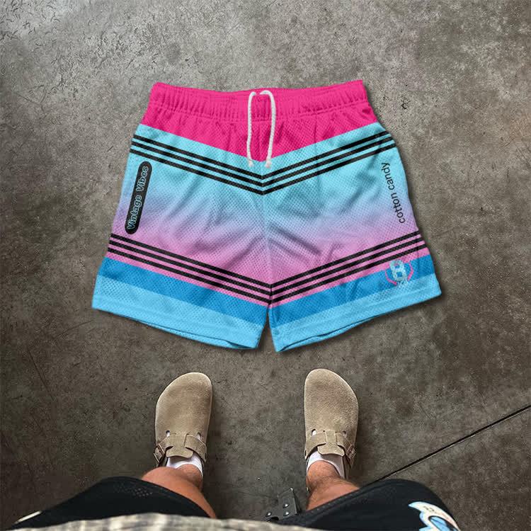 Colorblock Street Mesh Drawstring Shorts - Multicolor - 5XL - image 8
