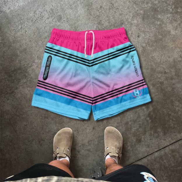 Colorblock Street Mesh Drawstring Shorts - Multicolor - 5XL - image 8