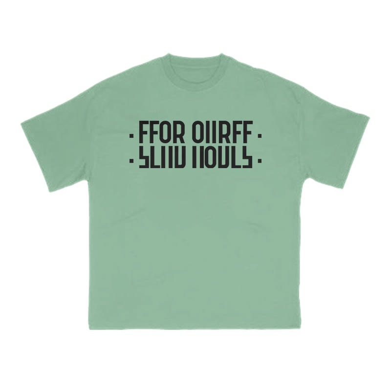 Unisex 100% Cotton Creative Folding Letters Print T-shirt - Green - US16-18(2XL) - image 8