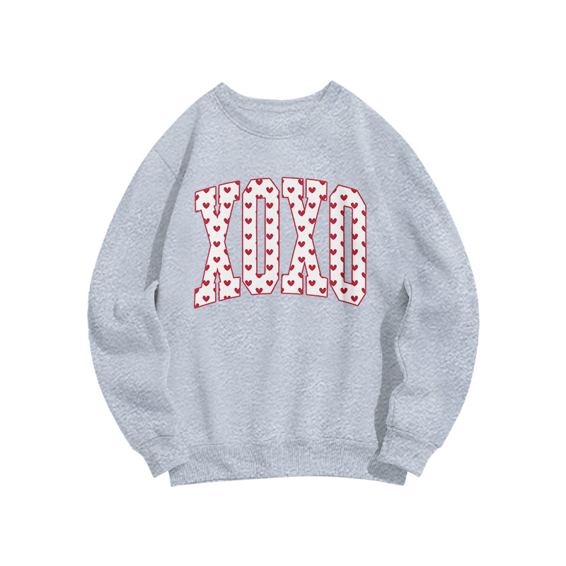 Xoxo Heart-shaped Valentine's Day Print Sweatshirt - Grey - US16-18(2XL) - image 4