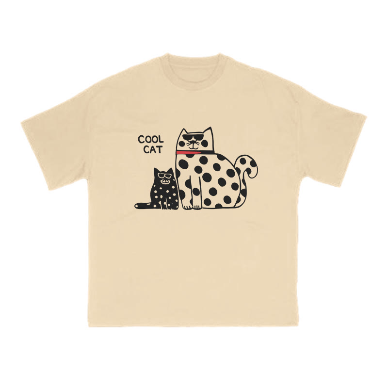 Cool Cat Print T-shirt - Apricot - US16-18(2XL) - image 5
