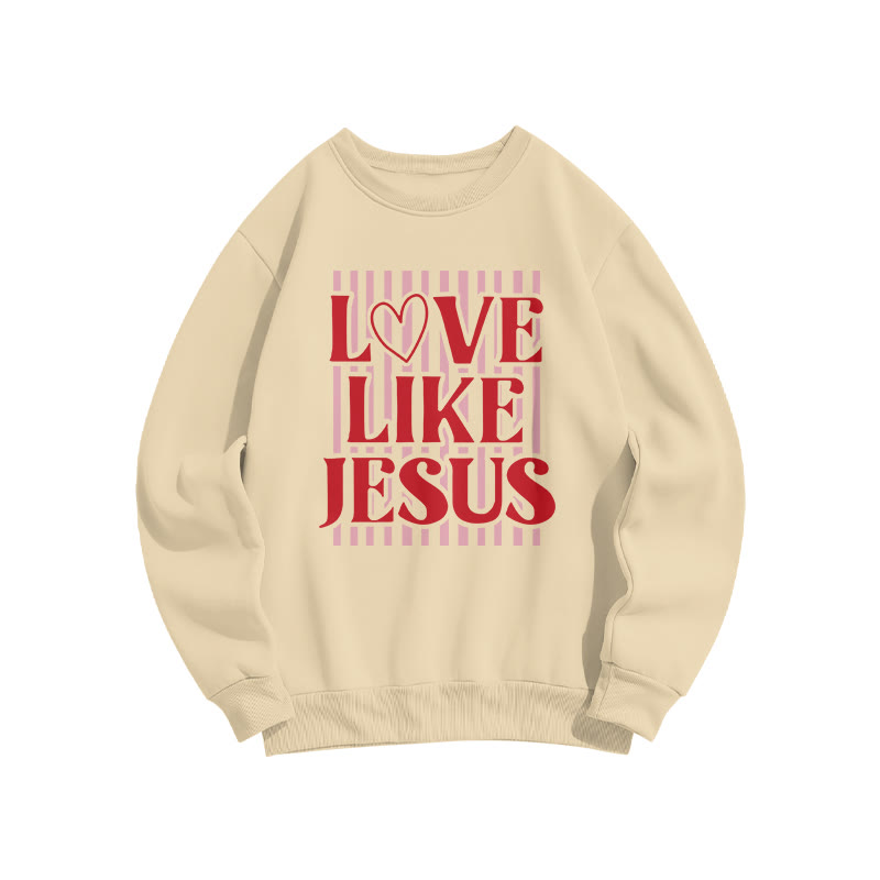 Love Like Jesus Striped Valentine's Day Print Sweatshirt - Apricot - US16-18(2XL) - image 5