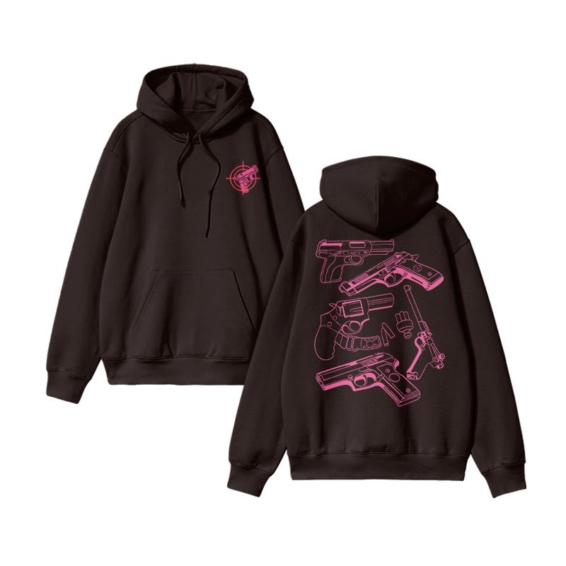 Color Block Gun Print Hoodie - Coffee - US16-18(2XL) - image 6