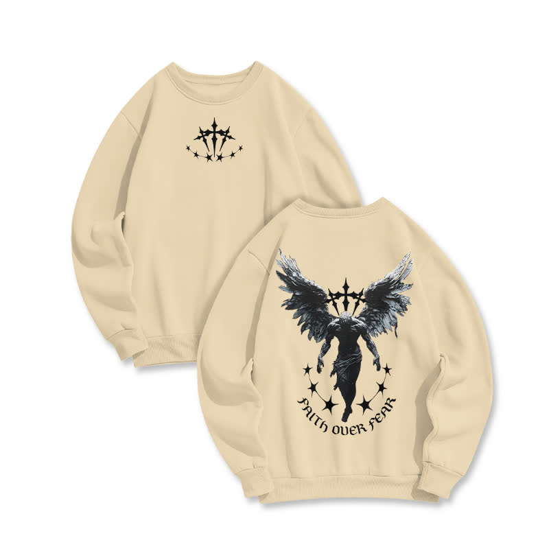 Unisex 100% Cotton Faith Over Fear Print Sweatshirt - Apricot - US16-18(2XL) - image 6