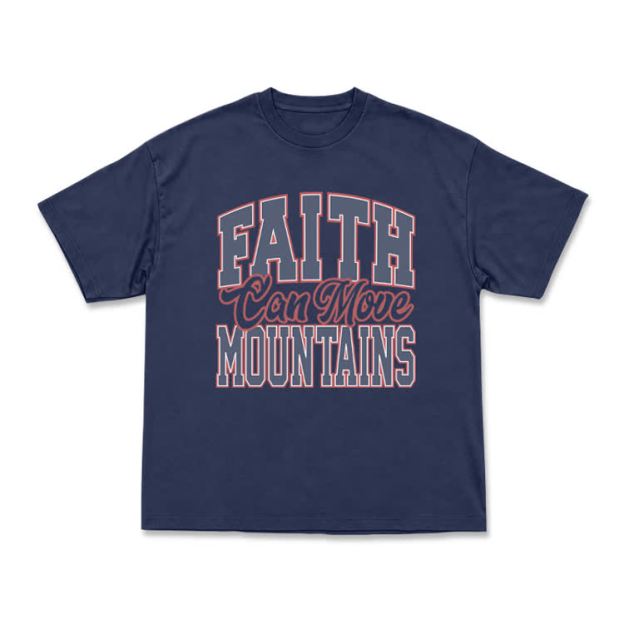 Vintage Classic Faith Can Move Mountains T-Shirt - Navy Blue - US16-18(2XL) - image 12