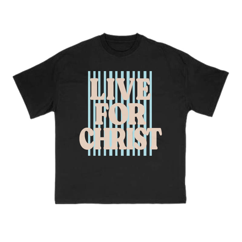 Unisex 100% Cotton Live For Christ Stripes Print T-shirt - Black - US16-18(2XL) - image 6