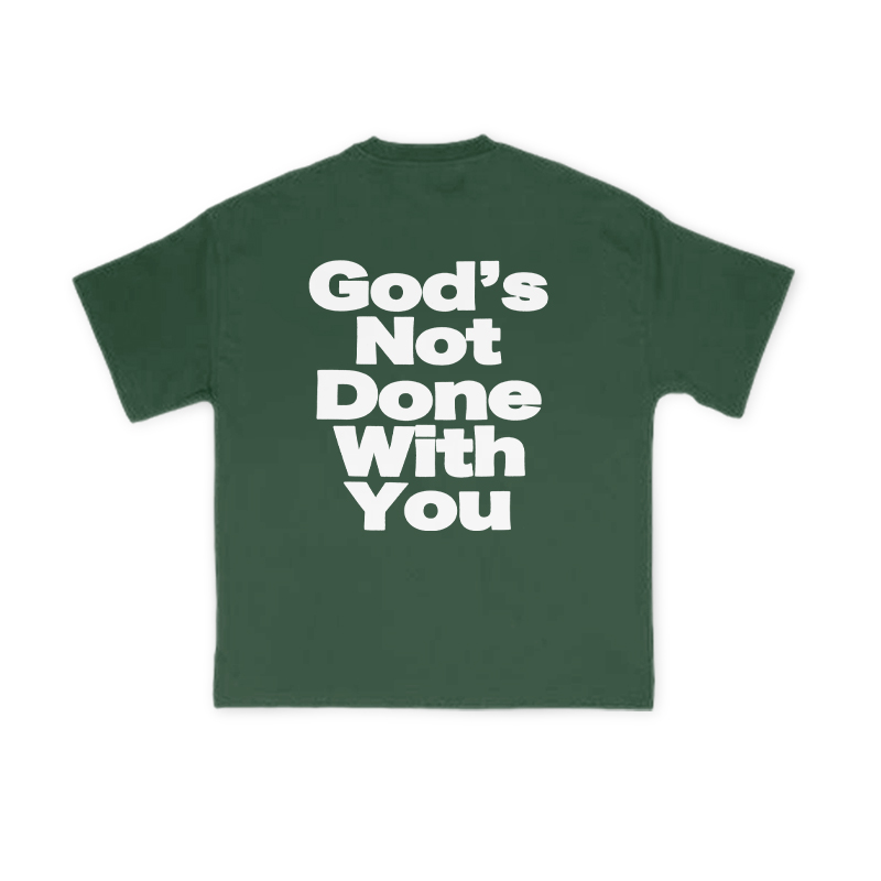 God's Not Done With You Print T-shirt - Green - US16-18(2XL) - image 8
