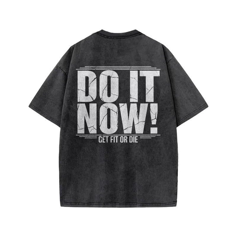 100% Cotton DO IT NOW! Gym Print Acid Washed T-shirt - image 3