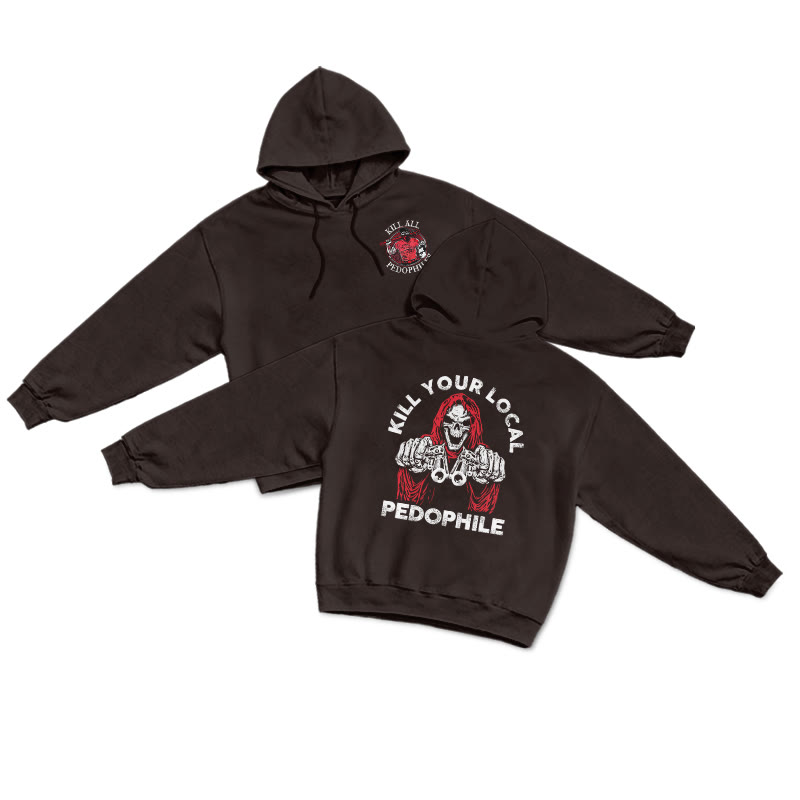 Kill Your Local Pedophile Print Hoodie - Coffee - US16-18(2XL) - image 5