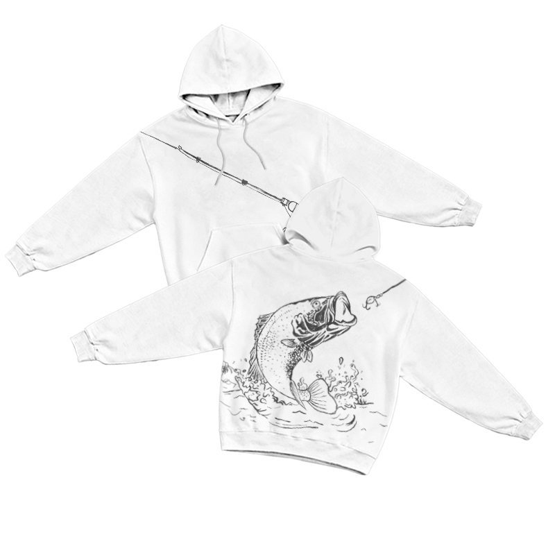 Streetwear Fishing Line Art Hoodie - White - US16-18(2XL) - image 3