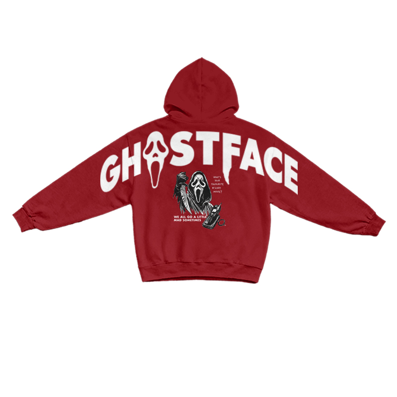 Streetwear Ghostface Long Sleeve Graphic Print Hoodie - Red - US16-18(2XL) - image 6