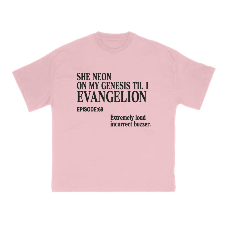 She Neon On My Genesis Til I Evangelion Print T-shirt - Pink - US16-18(2XL) - image 8