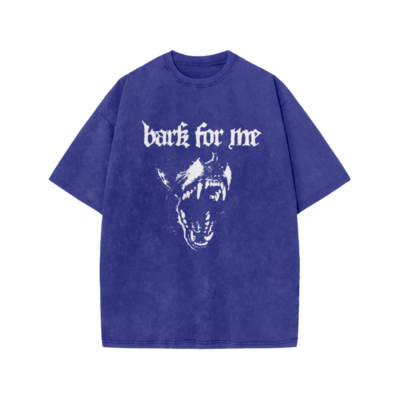 Bark For Me Print Acid Washed T-shirt - Blue - US20-22(3XL) - image 6