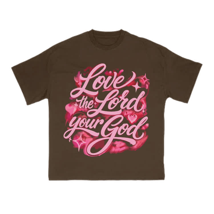 Love The Lord Your God Print T-shirt - Coffee - US16-18(2XL) - image 6