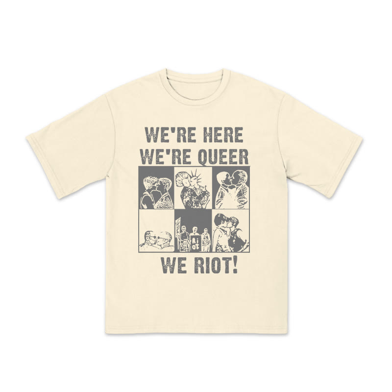 Unisex 100% Cotton We Riot Print Pride Month T-shirt - Apricot - US20-22(3XL) - image 4