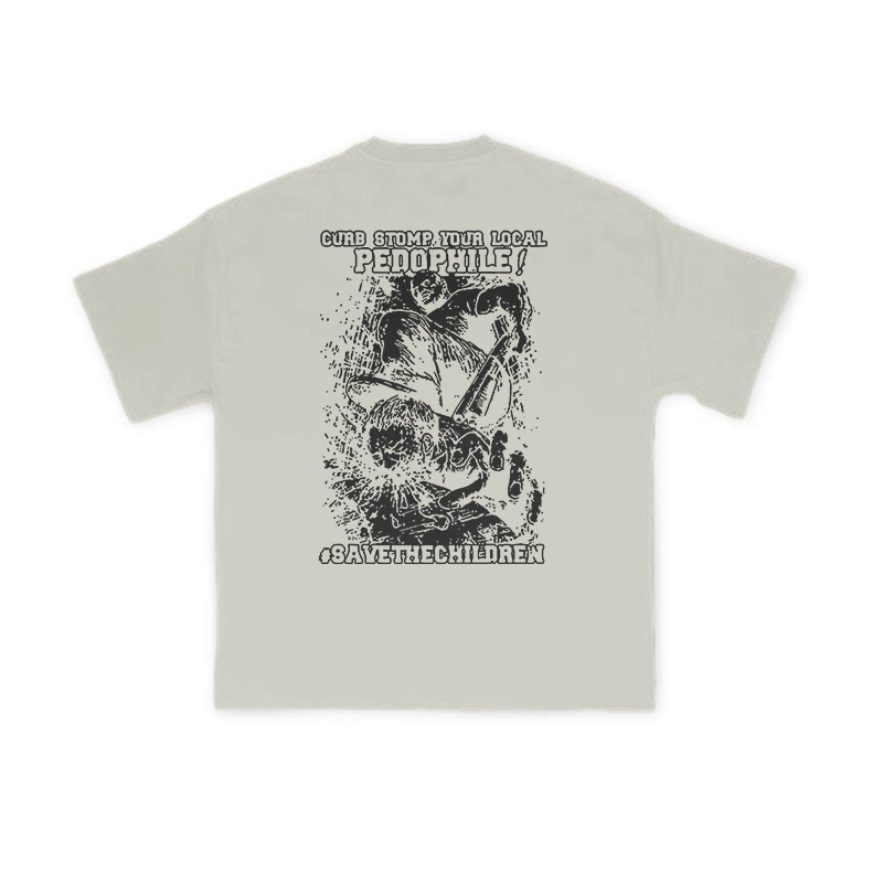 Curb Stump Your Local Pedophile Print T-shirt - Warm Grey - US16-18(2XL) - image 4