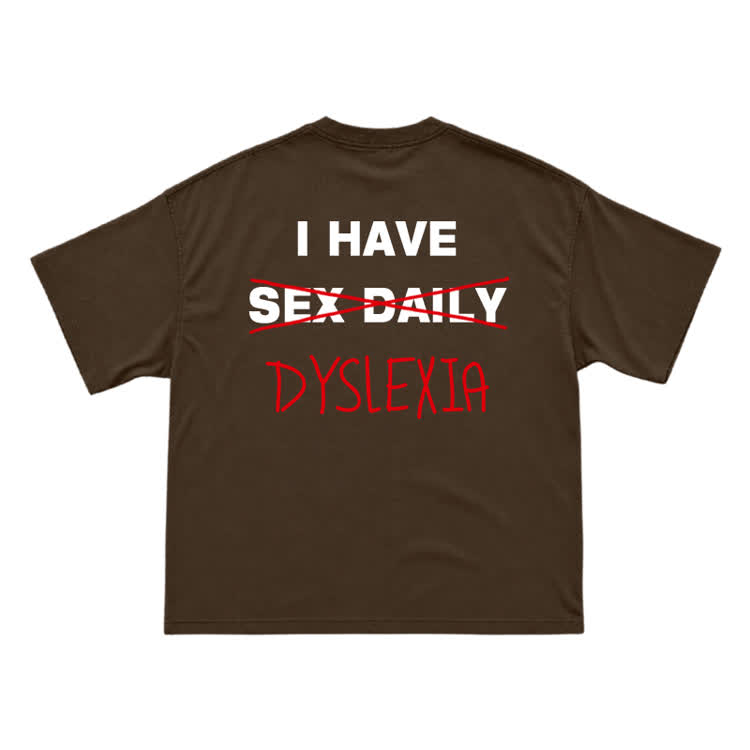 Casual Dyslexia Joke Back Print T-Shirt - Coffee - US16-18(2XL) - image 10