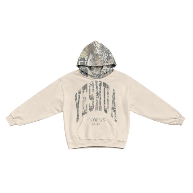 Yahweh Exodus 14:14 Dead Leaves Camouflage Patchwork Print Hoodie - Apricot - US44-46(8XL) - image 4
