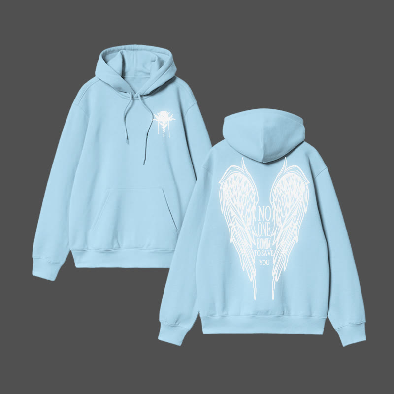 Unisex No One Is Coming To Save You Reflective Print Hoodie - Blue - US16-18(2XL) - image 12