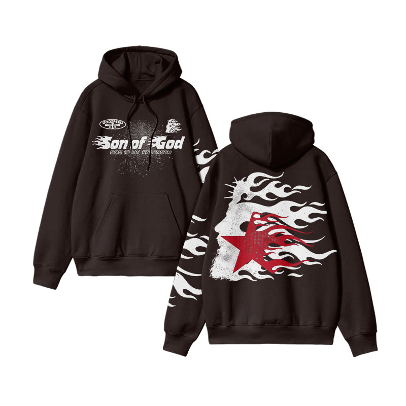 Unisex Son Of God Print Hoodie - Coffee - US16-18(2XL) - image 6